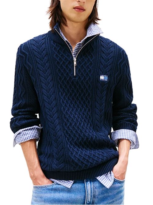 Maglione intrecciato con mezza zip Tommy Jeans | DM0DM221030GY